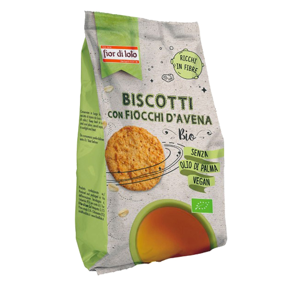  Biscotti biologici - con fiocchi di avena - 350 gr - Fior Di Loto 
