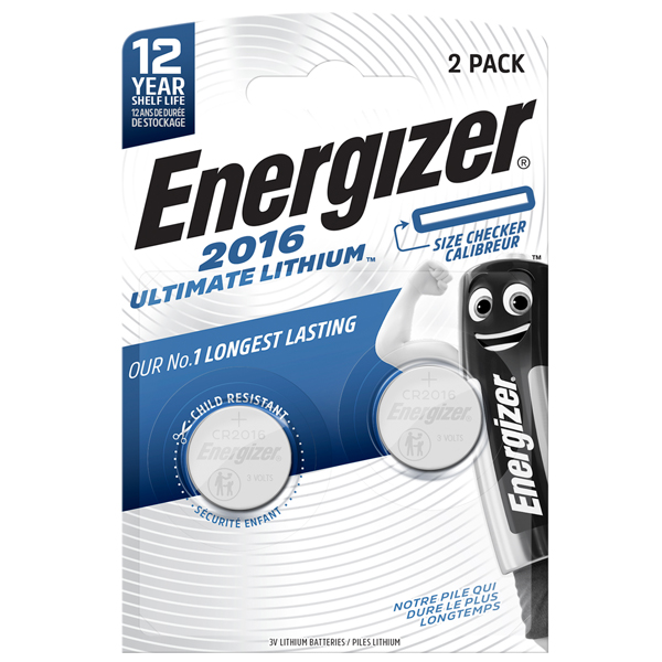  Micropila CR2016 - 3V - a pastiglia - Ultimate Lithium - Energizer - blister 2 pezzi 