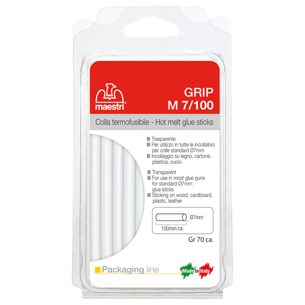  Colla termofusibile M7/100 - diametro 7 mm - lunghezza 10 cm - 70 gr - trasparente - Romeo Maestri 