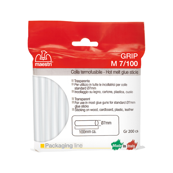  Colla termofusibile M7/100 - diametro 7 mm - lunghezza 10 cm - 200 gr - trasparente - Romeo Maestri 