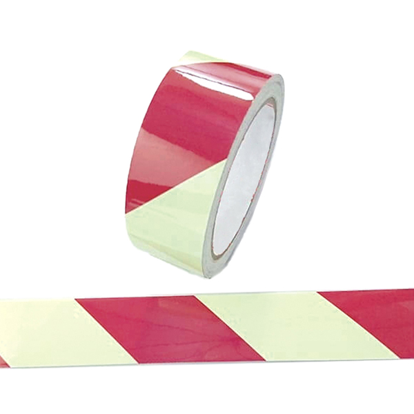  Nastro fotoluminescente adesivo - 4 cm x 10 m - giallo/strisce rosse 