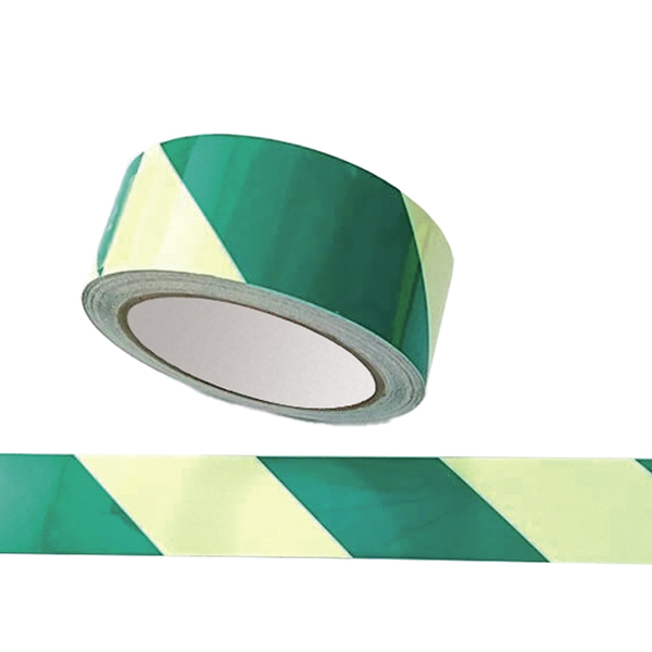  Nastro fotoluminescente adesivo - 4 cm x 10 m - giallo/strisce verdi 