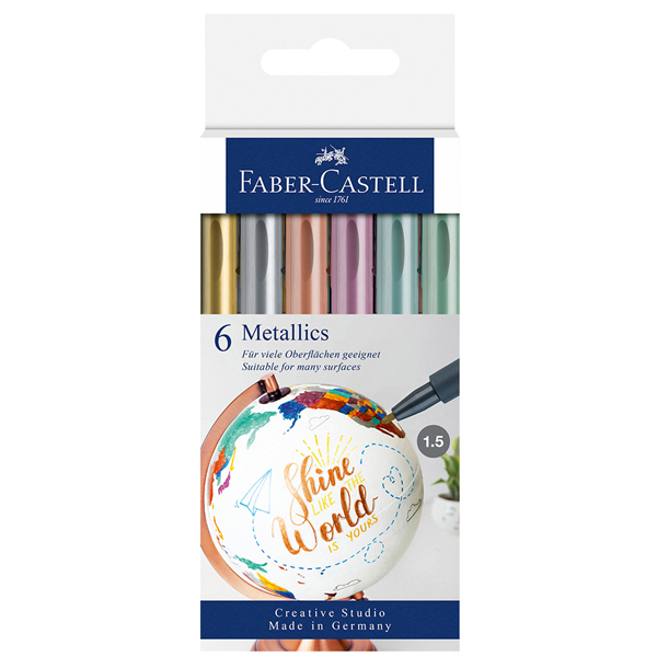  Marcatori - colori assoriti metallics - Faber-Castell - conf. 6 pezzi 