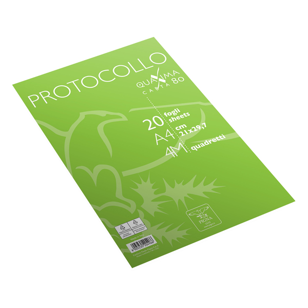  Fogli protocollo - A4 - 4 mm - 80 gr - Pigna - conf. 20 pezzi 