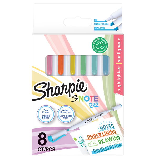  Pennarelli S-Note Duo - colori assortiti - Sharpie - conf. 8 pezzi 