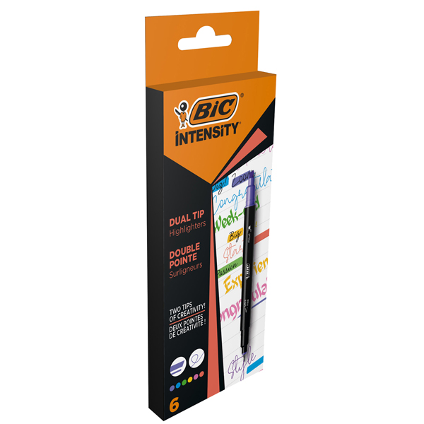  Evidenziatori dual tip Intensity - colori assortiti - Bic - conf. 6 pezzi 