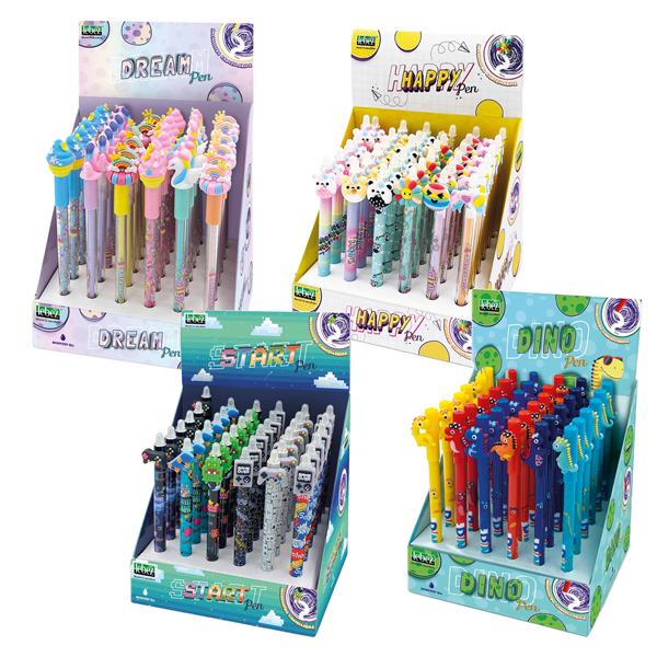  Box penne cancellabili - 4 expo da banco - fantasie assortite - Lebez - conf. 144 pezzi 