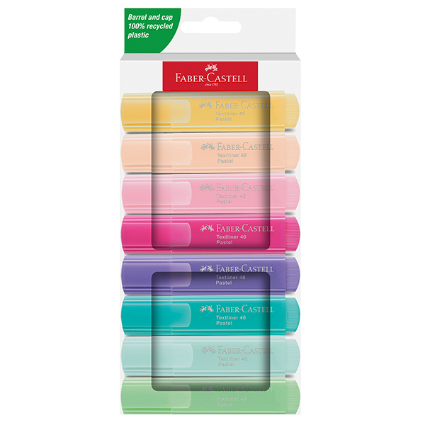  Evidenziatore Textliner 46 - colori assortiti pastel - Faber Castell - astuccio 8 pezzi 