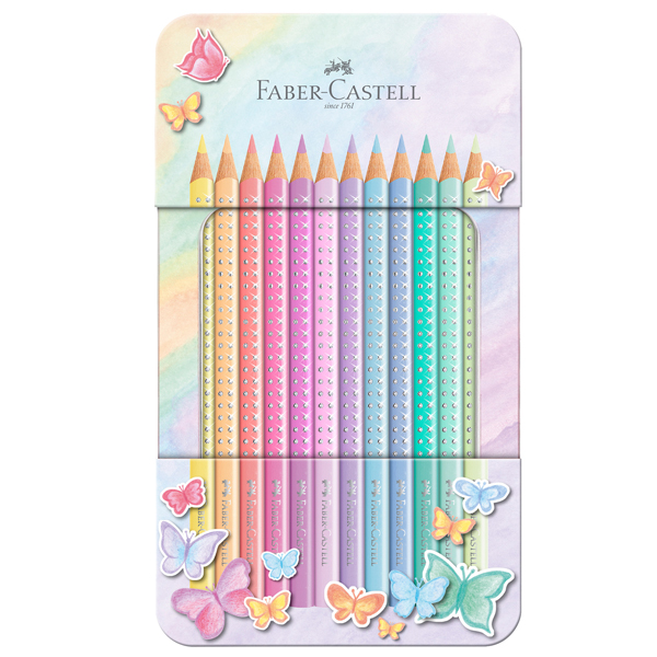  Astuccio matite colorate Sparkle Pastel - colori assortiti - Faber-Castell - conf. 12 pezzi 