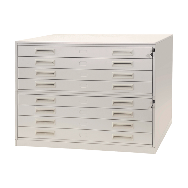  Portadisegni orizzontale - 8 cassetti - per fogli A0 - 137 x 96 x 122 cm - metallo - grigio chiaro - Tecnotelai 