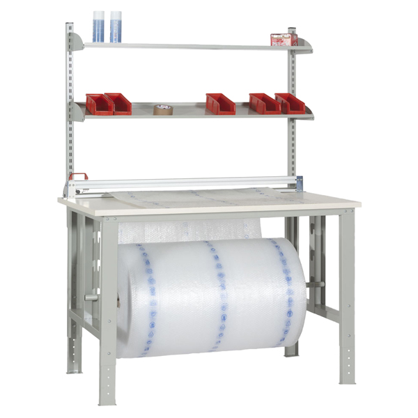  Tavolo da imballaggio elevabile 150x84x78/115cm grigio/avorio 