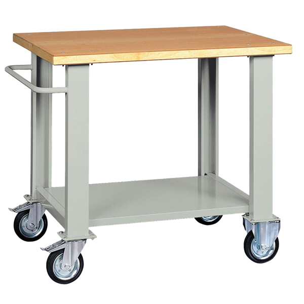  Banco da lavoro - con ruote - 100 x 75 x 90 cm - grigio/legno - Tecnotelai 