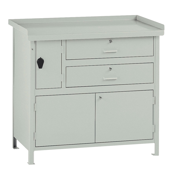  Banco da lavoro - con 2 cassetti e 1 vano - 100 x 67 x 90 cm - grigio - Tecnotelai 