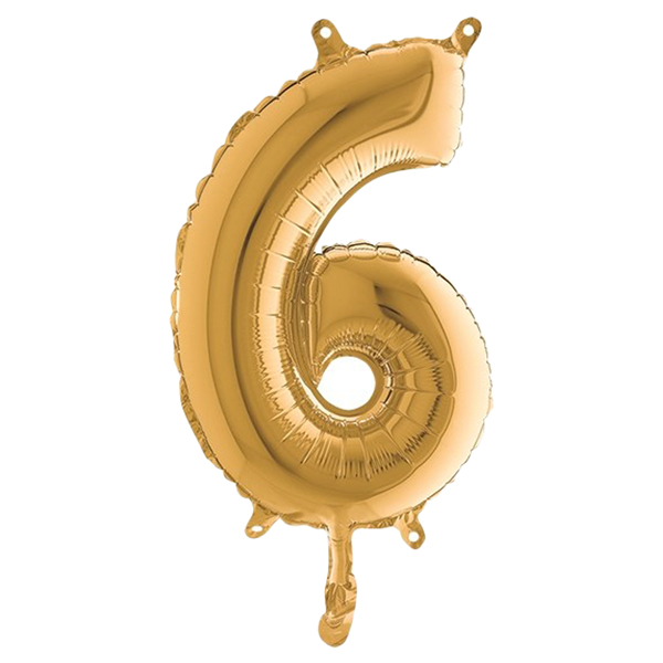  Palloncino - numero 6 - H 36 cm - mylar - oro - Big party 