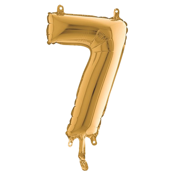  Palloncino - numero 7 - H 36 cm - mylar - oro - Big party 