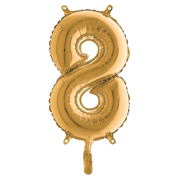 Palloncino - numero 8 - H 36 cm - mylar - oro - Big party 