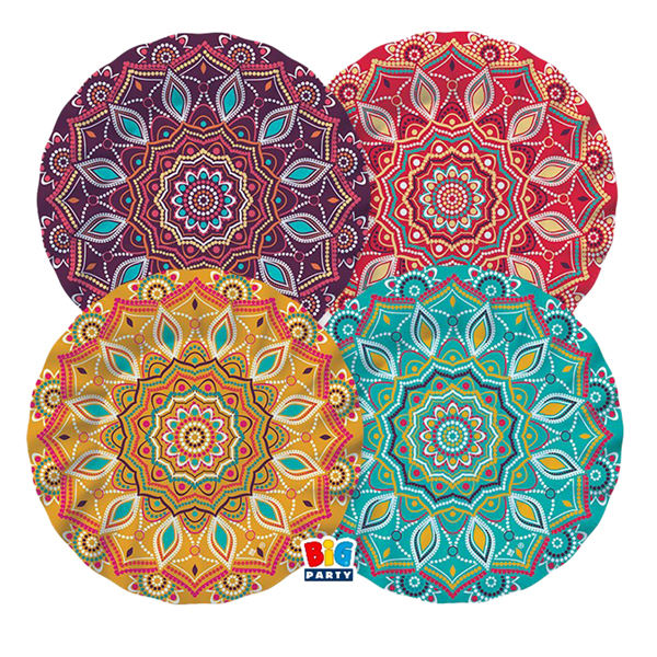 Piatto Mandala - diametro 25 cm - carta - Big Party - conf. 8 pezzi 