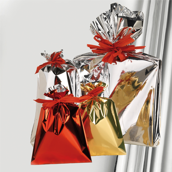  Busta regalo - senza patella adesiva - 50 x 75 cm - 30 micron - PPL - metal lucido - argento - PNP - conf. 25 pezzi 