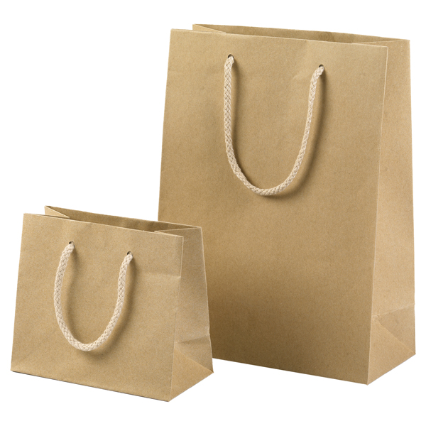  Shopper - maniglie cordino cotone - 22 x 29 + 10 cm - 160 gr - carta kraft - avana - PNP - conf. 12 pezzi 