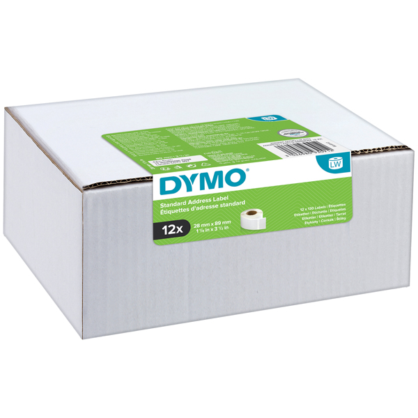 Rotolo 130 etichette LW 2093091 - 28 x 89 mm - carta - indirizzi standard - bianco - Dymo - value pack 12 pezzi 