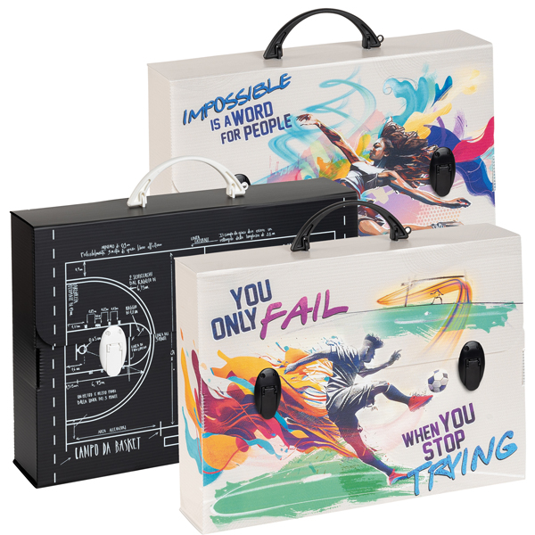  Valigetta polionda Sport - 27 x 37,5 cm - dorso 8 cm - fantasie assortite - Favorit 