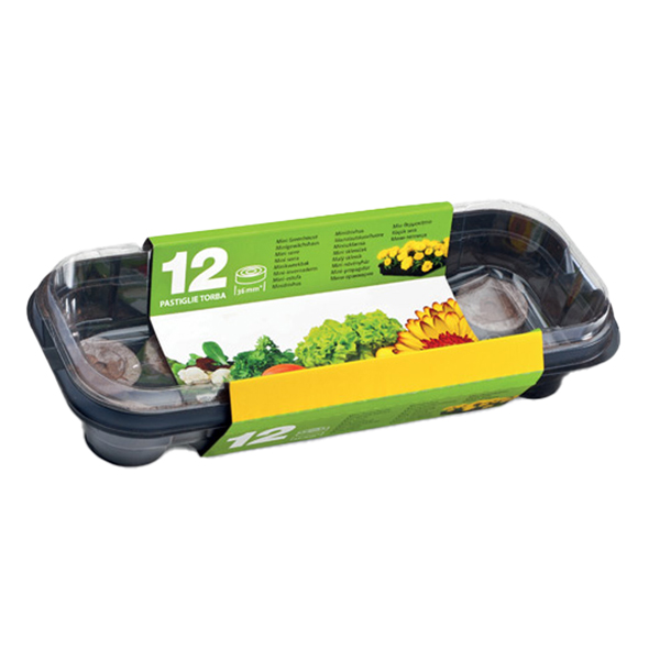  Serra con coperchio - con 12 pastiglie torba - 27 x 12 cm - Cwr 