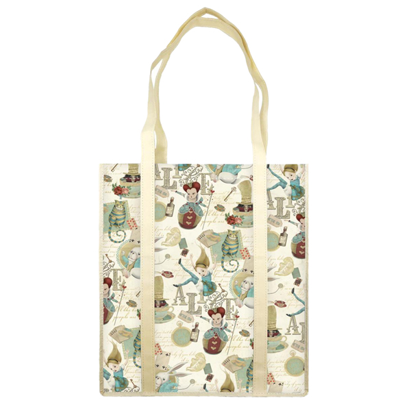  Shopper con manici - fantasia Alice - 35 x 40 x 8 cm - carta lavabile 100 gr - Kartos 