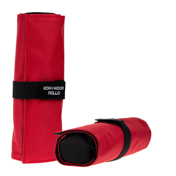  Astuccio arrotolabile Roller - con astuccio zip interno - 24 scomparti - 7,5 x 21,5 cm - tessuto - rosso - Koh.I.Noor 