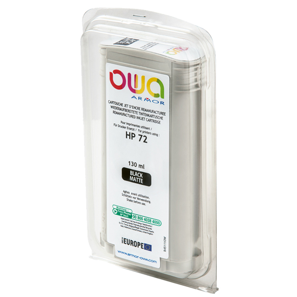  Armor - Cartuccia ink Compatibile per Hp 72 - Nero Matte - B45111OW -130 ml 