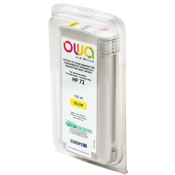  Armor - Cartuccia ink Compatibile per Hp 72 - Giallo - B45116OW -130 ml 