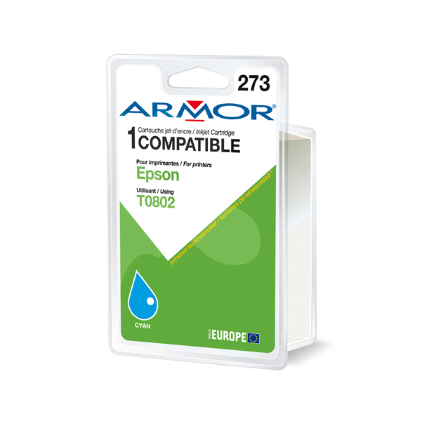  Armor - Cartuccia ink Compatibile per Epson - Ciano - T080240 - 9,5ml 