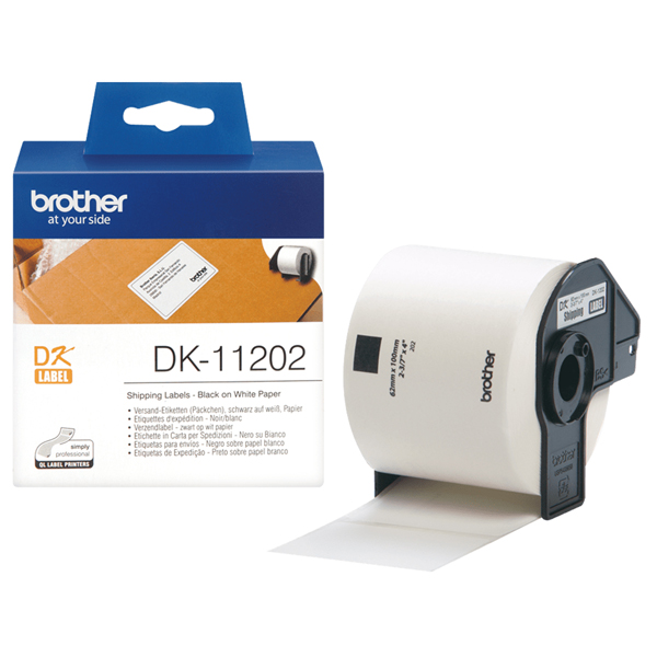  Brother - Rotolo 300 Etichette 62 x 100 mm - Nero/Bianco - DK-11202 