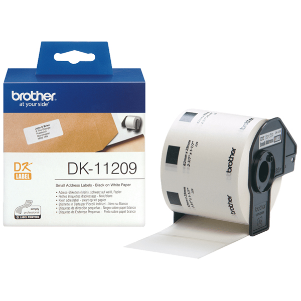  Brother - Rotolo 800 Etichette 29 x 62 mm - Nero/Bianco - DK-11209 