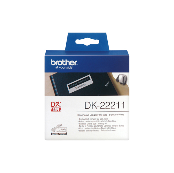  Brother - Nastro adesivo - in pellicola - Nero/Bianco - 29mm x 15,24mt - DK-22211 