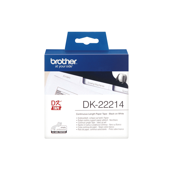  Brother - Rotolo etichetta continua - carta adesiva - Nero/Bianco - 12mm x 30,48mt - DK-22214 