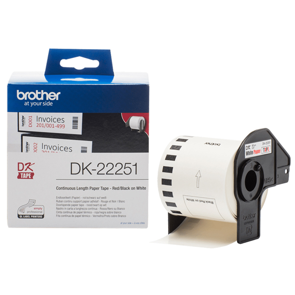  Brother - Rotolo etichetta continua - carta adesiva - Rosso/Bianco - 62mm x 15,26mt - DK-22251 
