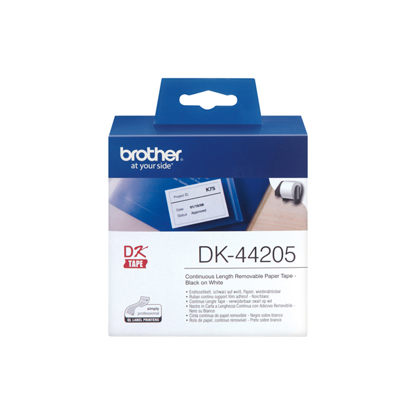  Brother - Rotolo etichetta continua - carta adesiva - Nero/Bianco - 62mm x 30,48mt - DK-44205 