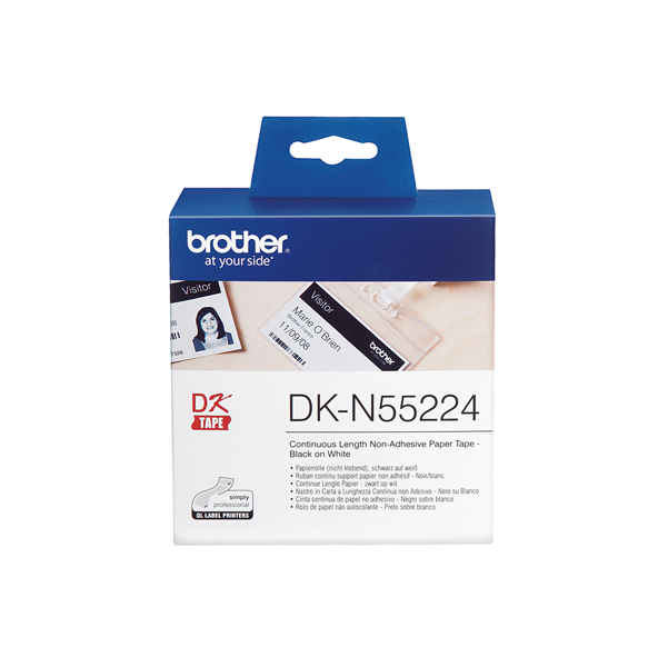  Brother - Rotolo nastro - in carta non adesiva - Nero/Bianco - 54mm x 30,48mt - DK-N55224 