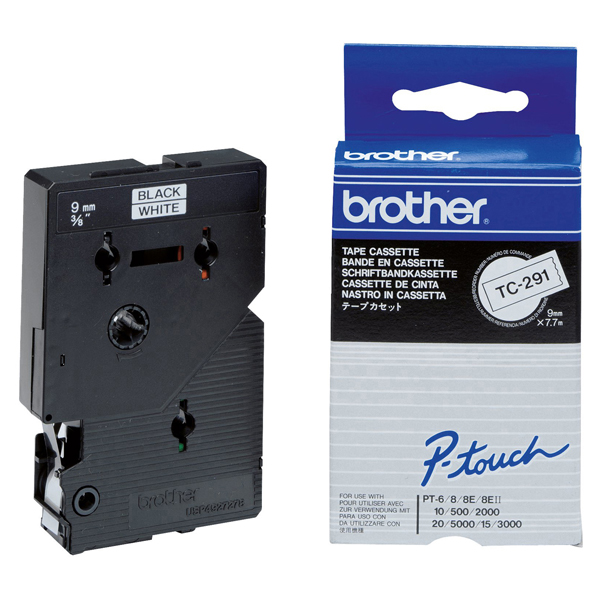  Brother - Nastro - Nero/Bianco - TC291 - 9mm x7,7mt 