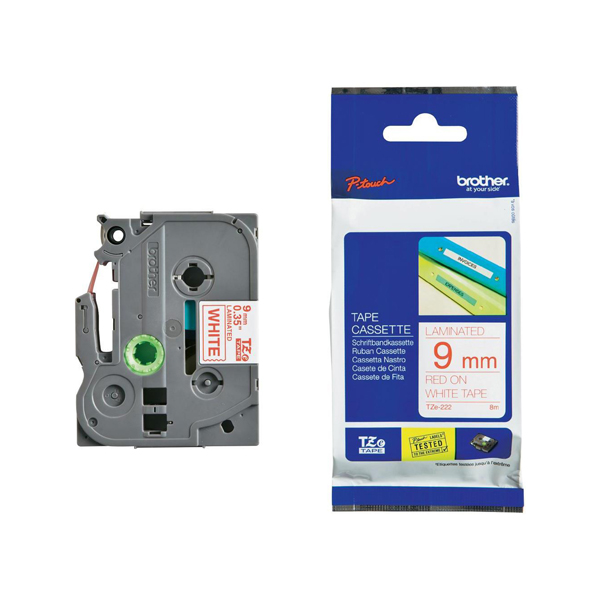  Brother - Nastro - Rosso/Bianco - TZE222 - 9mm x 8mt 