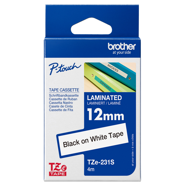  Brother - Nastro - Nero/Bianco - TZE231S2 - 12mm x 4mt 