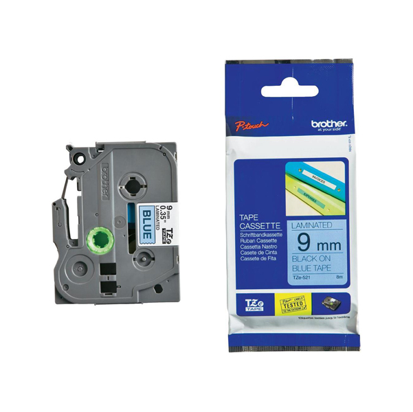  Brother - Nastro - Nero/Blu - TZE521 - 9mm x 8mt 
