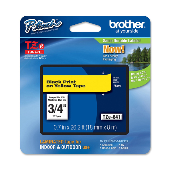  Brother - Nastro - Nero/Giallo - TZE641 - 18mm x 8mt 