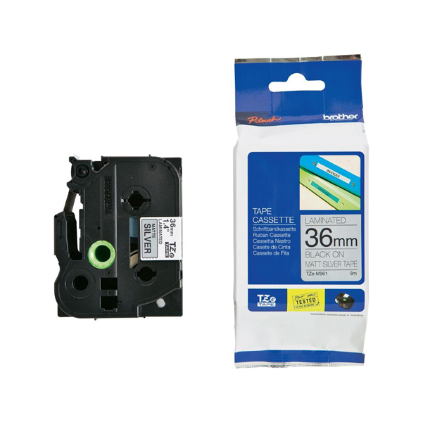  Brother - Nastro metallizzato - Nero/argento opaco - TZEM961 - 36mm x 8mt 