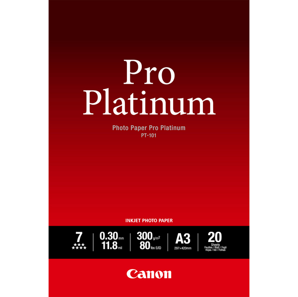  Canon - Carta fotografica Pro Platinum PT-101 - A3 - 20 Fogli - 2768B017 