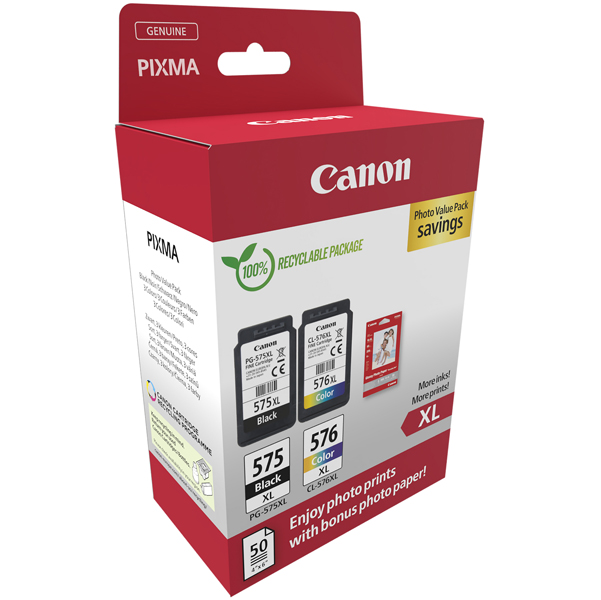  Canon - Cartuccia Ink PG-575XL /CL-576XL - con Confezione Fogli - 5437C006 