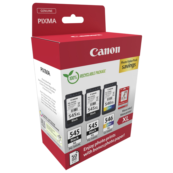  Canon - Cartuccia Ink PG-545XLx2/CL-546XL - con Confezione Fogli - 8286B015 