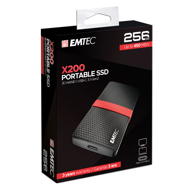  Emtec -SSD 3.1 Gen2 X200 Portable - ECSSD256GX200 - 256GB 
