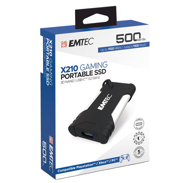 Emtec - SSD Portatile Gaming 3.2Gen2 X210 - 500GB - ECSSD500GX210G 