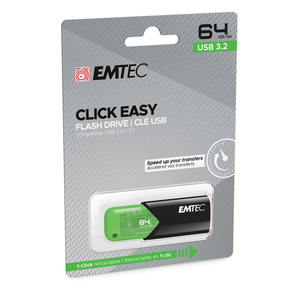  Emtec - Memoria USB B110 USB 3.2 Click&amp;Easy - verde - ECMMD64GB113 - 64 GB 
